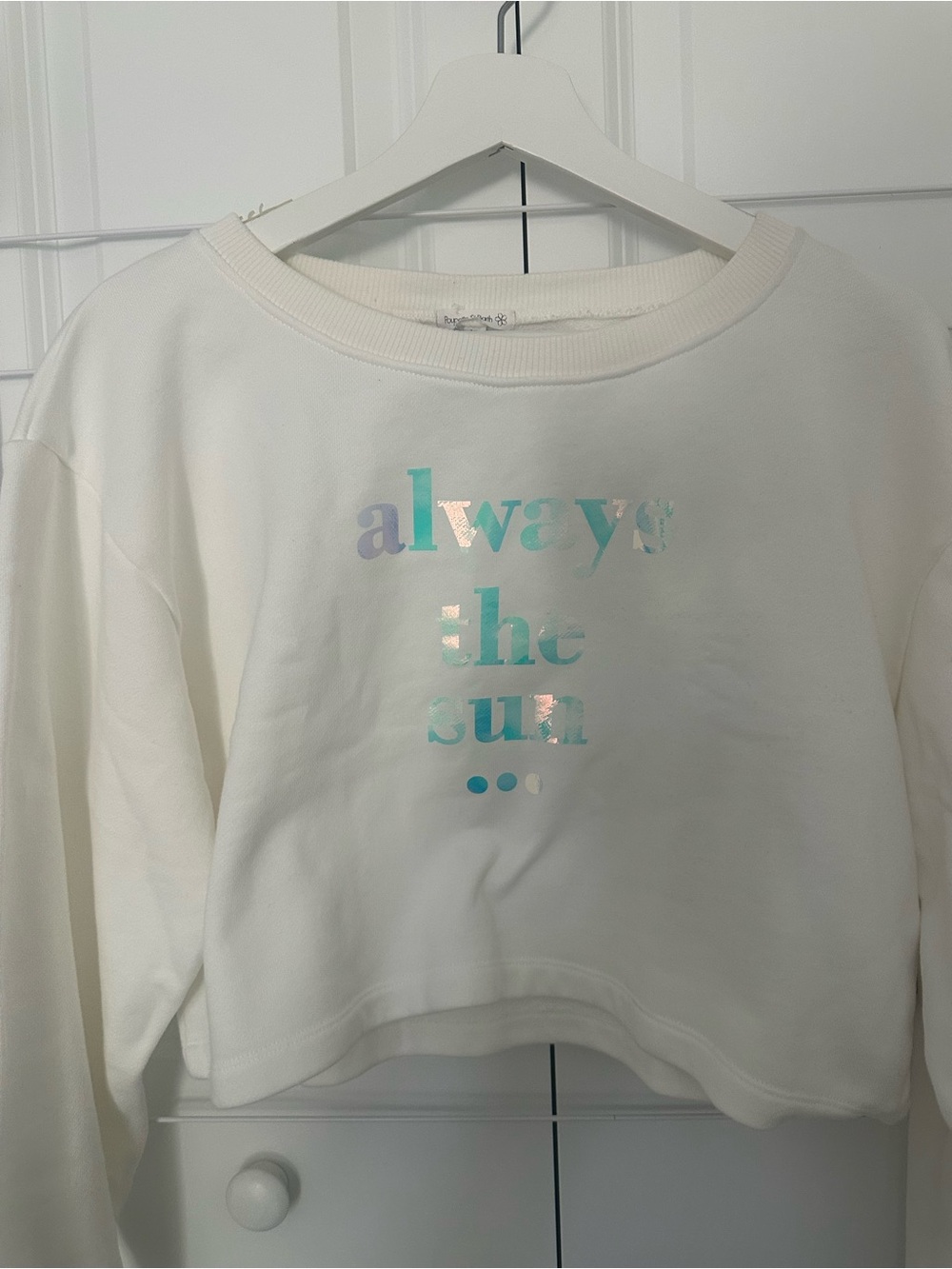 White Cropped Sweatshirt “always the sun” NWT
